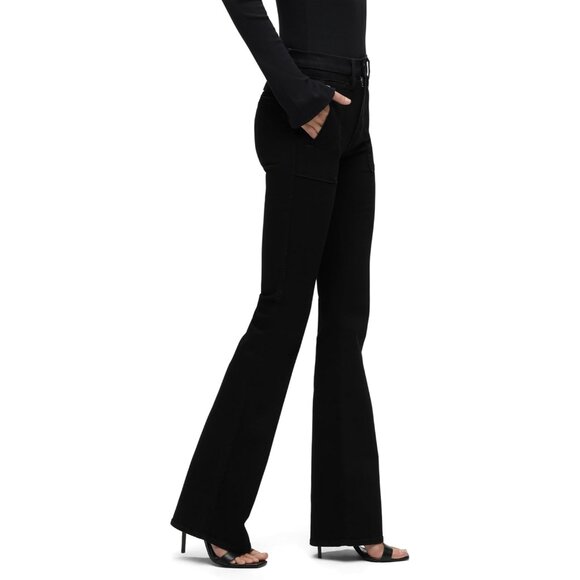 Women's Bootcut Jean High Rise Stretch Denim Flared Slim Fit Black 28 - Picture 2 of 11